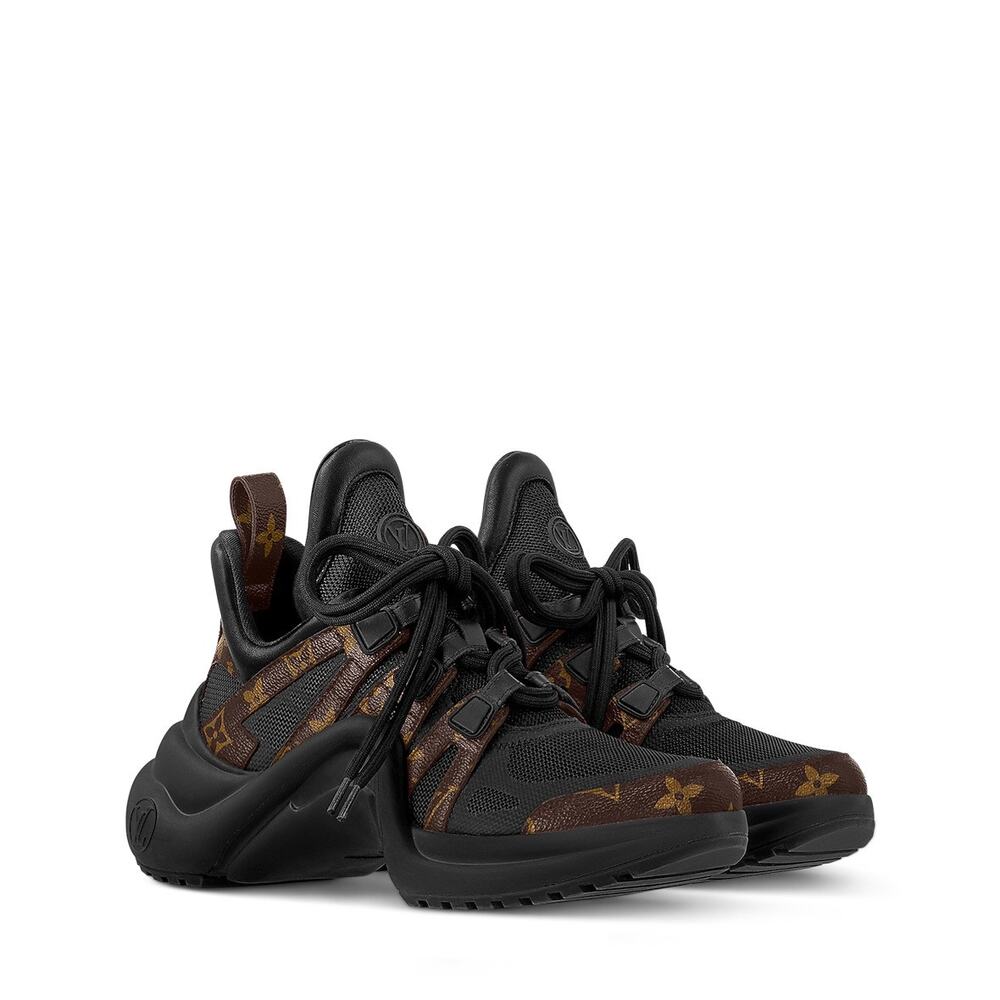 LOUIS VUITTON LV Sz. 38 Black Archlight Sneaker Monogram Lace Up Chunky Shoes - Picture 3 of 12